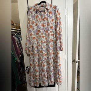 Elegant Floral Long Sleeve Dress